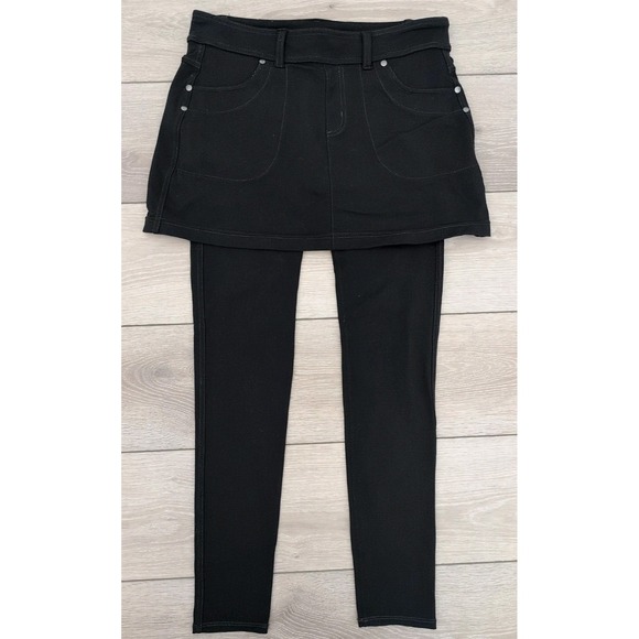 ATHLETA BLACK SKIRTED LEGGINGS 2 IN 1 ACTIVEWEAR MINI SKIRT w LEGGINGS SET Sz S - Picture 1 of 5